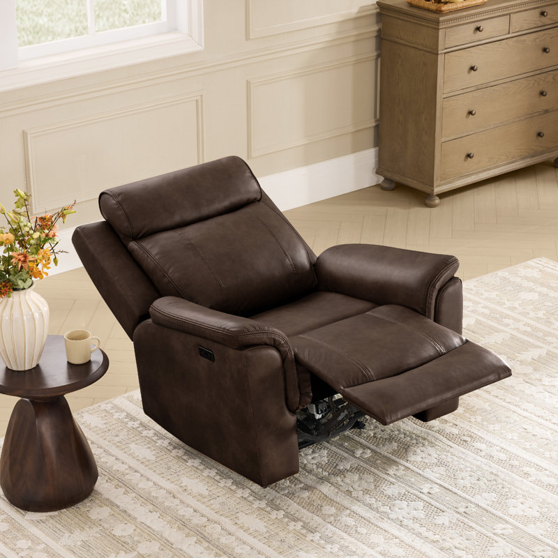 Fauteuil inclinable électrique surdimensionné en cuir végétalien 39 po, Espresso