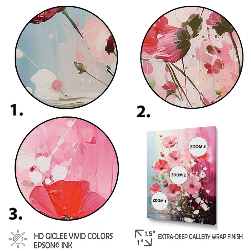 Fuchsia rose et pétales printaniers - Fuschia, Cadre flottant noir, H 20 po x l 12 po x P 1 po