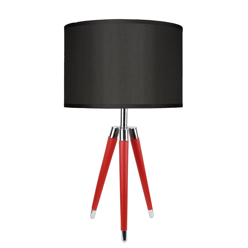 Lampe de table à trépied 27 po Linco, Soie noire, Rouge