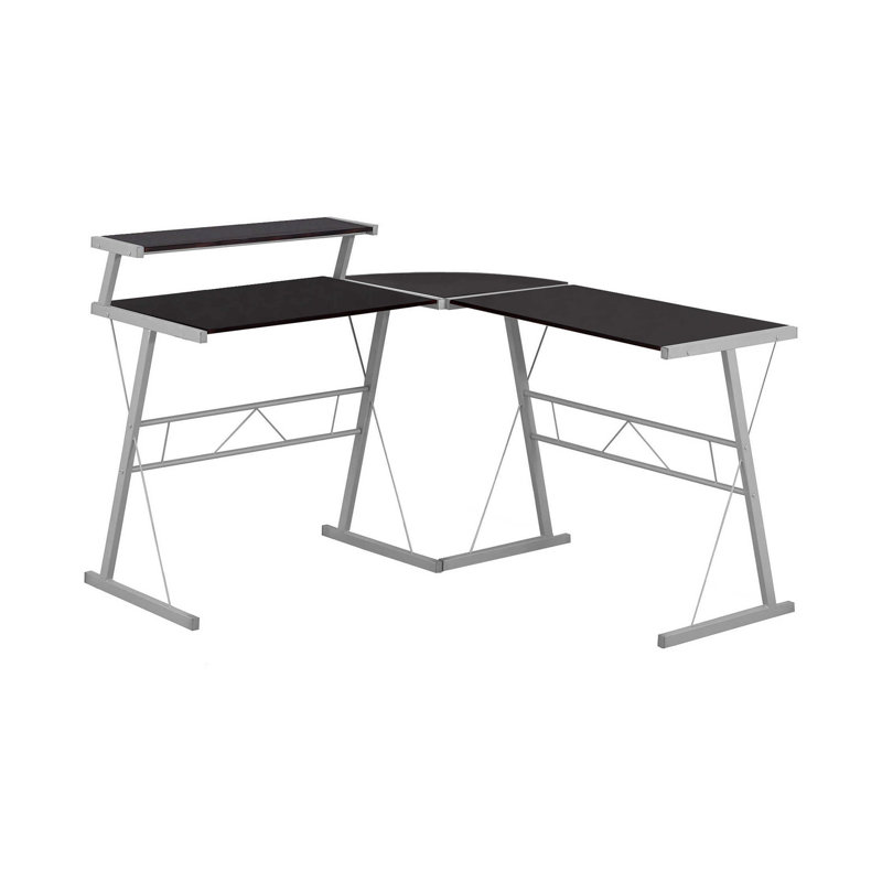 Bureau d'ordinateur, bureau personnel, coin, forme de L, travail, ordinateur portable, stratifié, métal, contemporain, moderne