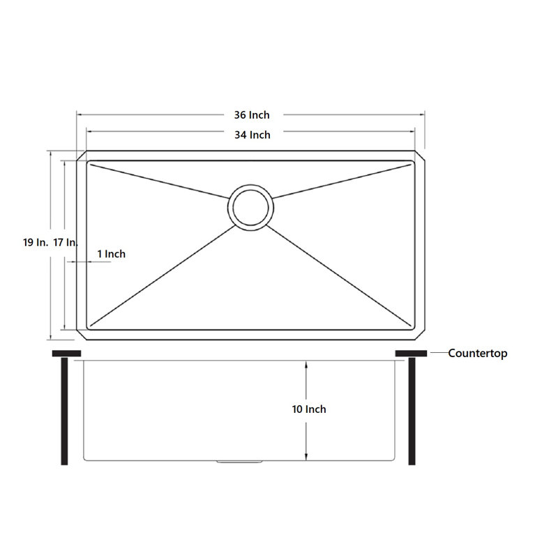 36'' L Undermount Single Bowl Galaxy Black Stainless Steel Kitchen Sink 