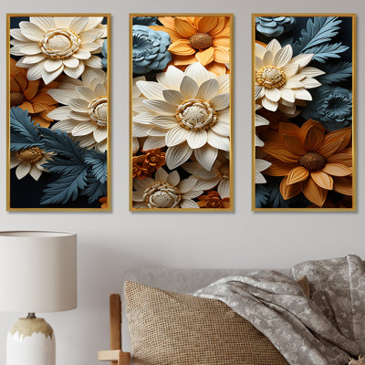 «Colorful Daisy Blossom Bliss - Daisies», ensemble d'art sur toile
