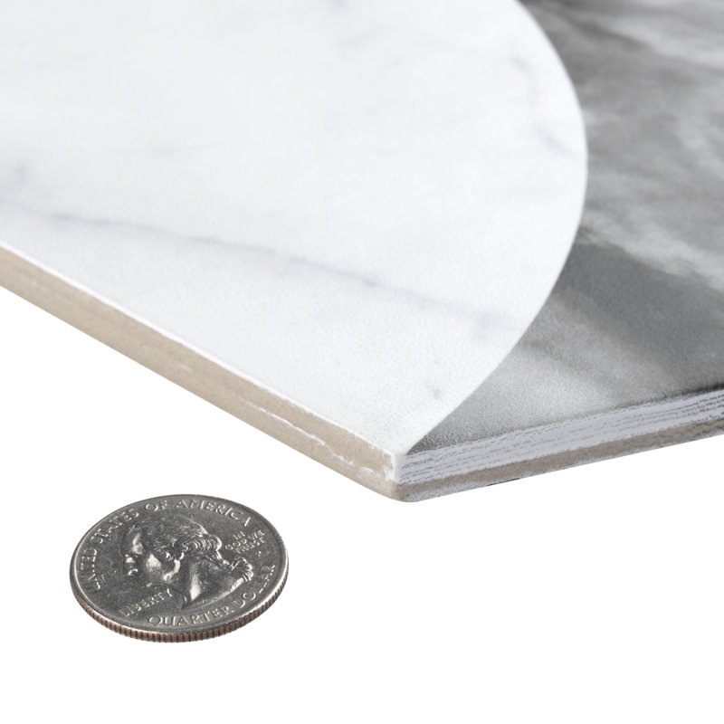 Classico Bardiglio Moon 7" x 8" Porcelain Marble Look Wall & Floor Tile, Carrara