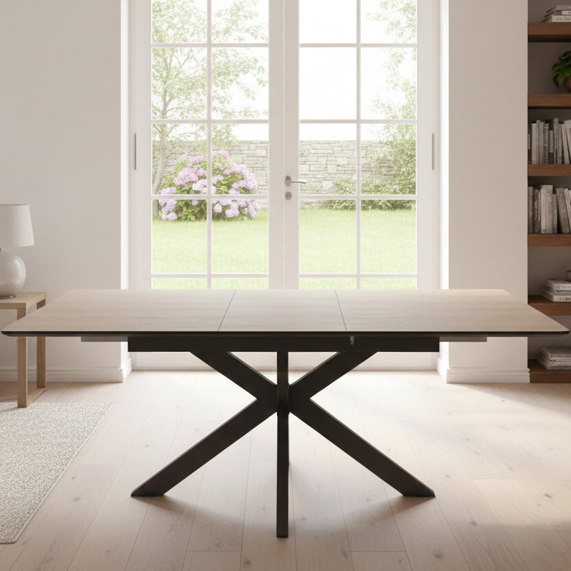 Deebora Extension Dining Table, Oak Wood, 76cm H x 140cm W x 90cm D