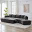 146.9" L-shaped Sofa Sectional Sofa Couch Pull-out Sofa Bed with a Movable Storage Ottoman, a Storage Chaise Lounge and Two USB Ports for Living Room, Beige-1300301846