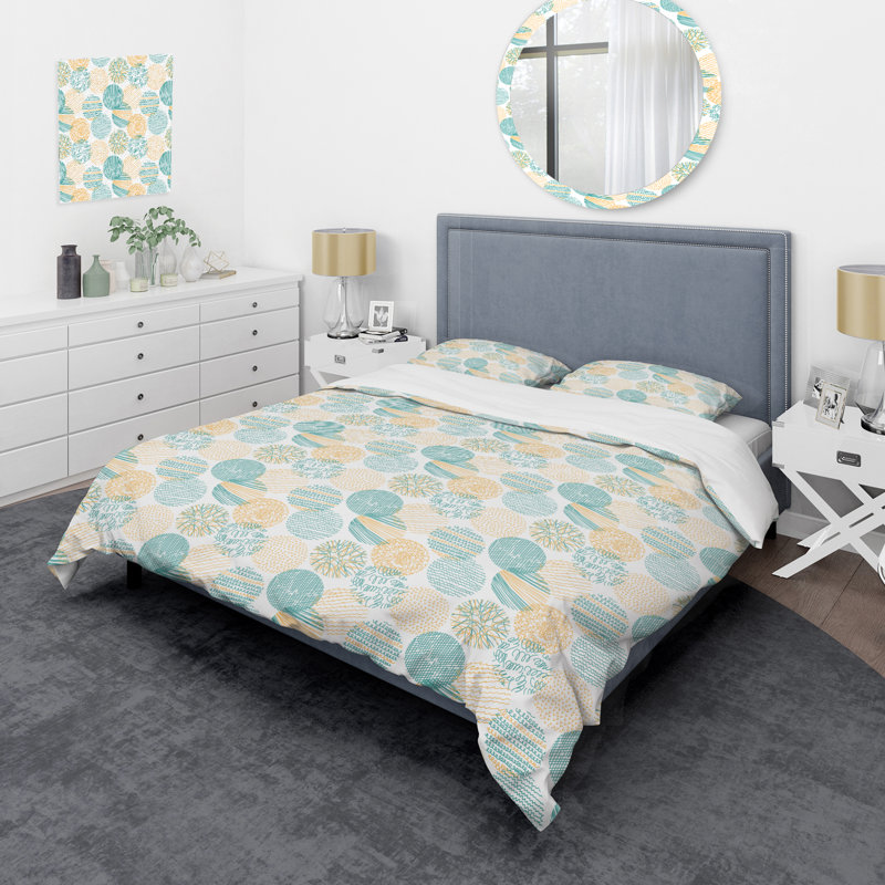 Ensemble de housse de couette en microfibre bleu / jaune 3 pièces