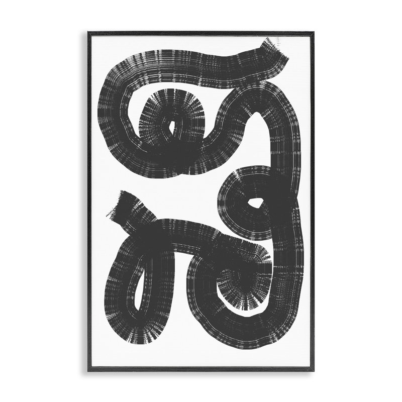 Estampe numérique en spirale noire et blanche, design par Anna Lischenko, Giclée encadrée noir minuit, H 24 po x l 16 po