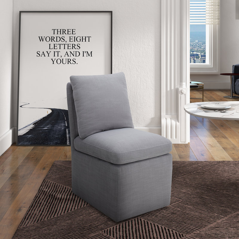 Chaise d'appoint rembourrée Alayaa, Lin performance gris Effie