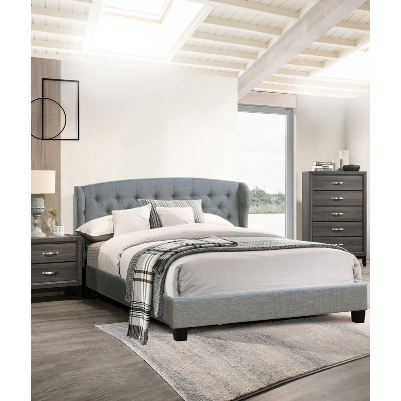 Mobilier de chambre à coucher 1pc, Gris, Très grand lit