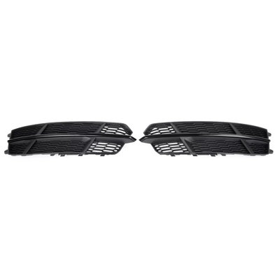 Pair of Gloss Black Honeycomb Fog Light Grille Covers for Audi A6 C7 S-Line and S6, 2015–2018