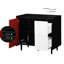 Buffet noir et rouge avec 2 tiroirs ouverts-819358026