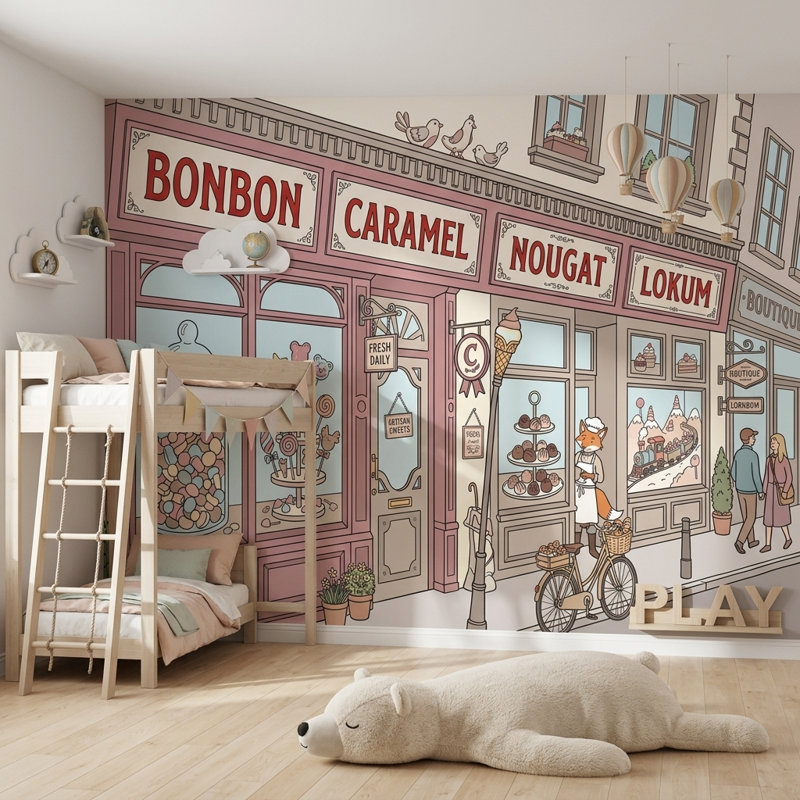 Décoration murale bonbon pastel rose, Texturé non collé, 100 po x 96 po