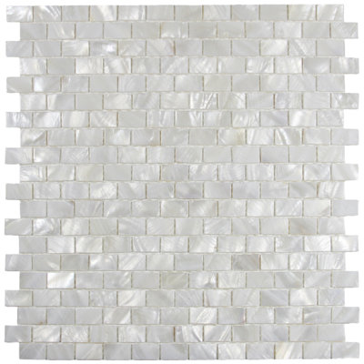 Carreau de mosaïque en coquillage blanc imperméable 0,59 po x 0,98 po à finition mate et imperméable 1 pi²