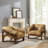 Rod 33.5'' W Tufted Full-Grain Leather Accent Leisure Lounge Armchair with Ash Wood Base-828878094