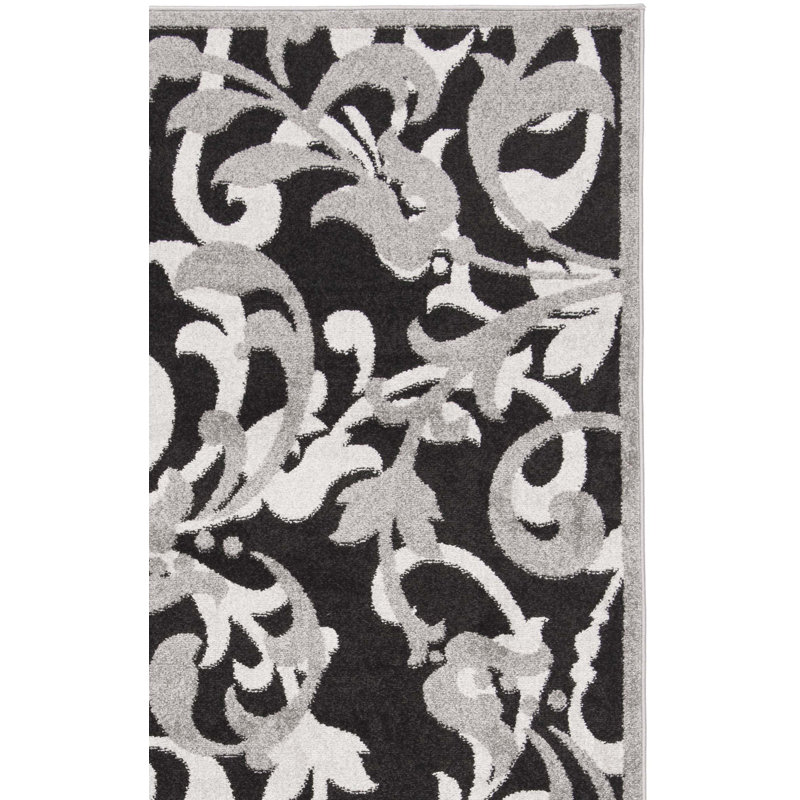 Ammundsen Floral Anthracite/Light Grey Area Rug, Rectangle 5'3" x 8'