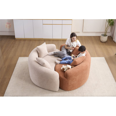 Tai Chi Inspired S-Curved Sofa Set with No Assembly, Luxurious Chenille Upholstery, and Space-Saving Design by Ivy Bronx