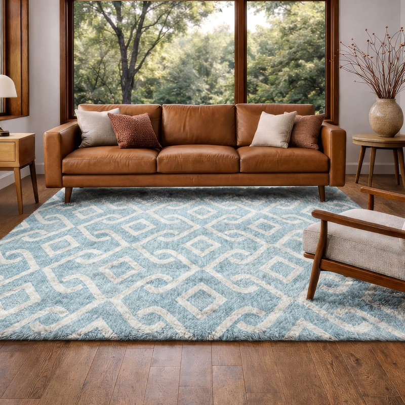 Tapis à poil long de qualité supérieure lavable à la machine ADS621, Sky, 9' x 12'