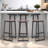 Set Of 3 Bar Stools With Backrest, Footrest And Metal Frame