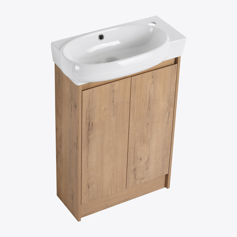 Meuble-lavabo autoportant de 23 po avec lavabo et portes à fermeture douce, Bois