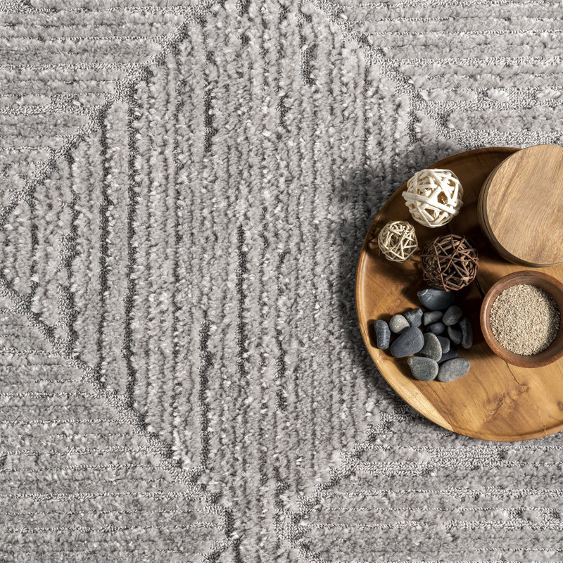 Ebern Designs Kerry Textured Geometric Tasseled Area Rug, Rectangle 2' x 3'