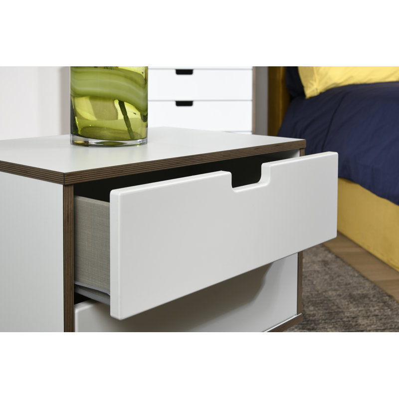 Fully Assembled Fairbury 2 Drawer Bedside Table