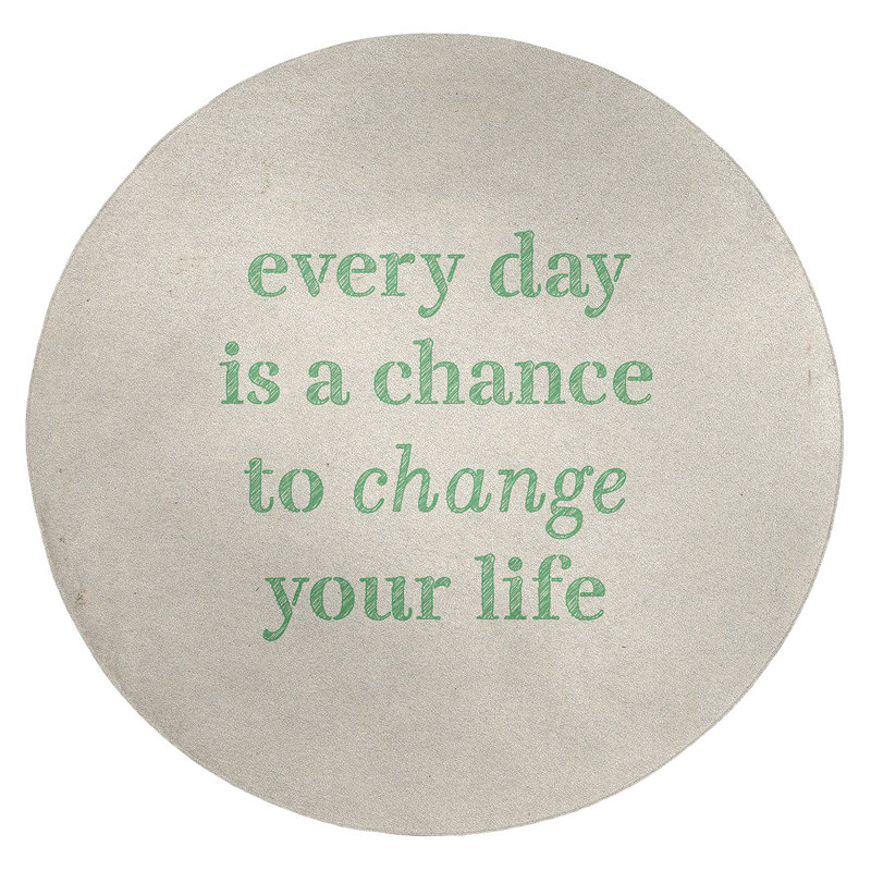 Tapis en chenille de polyester «Quotes», Rond 5 pi