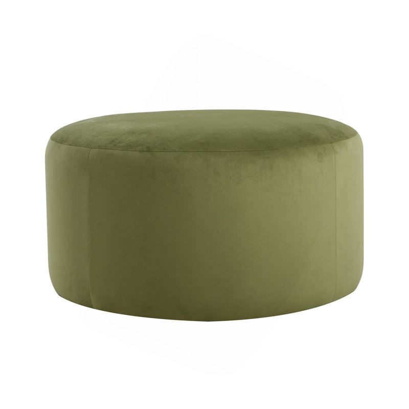 Modern Comfortable Round Ottoman（ONLY ONE OTTOMAN), Olive Green