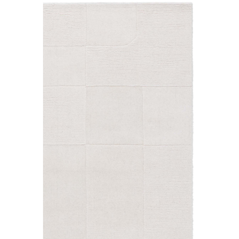 Tapis ivoire en laine / coton tissé à la main de couleur unie Kyrie, Tapis de couloir 2 pi 3 po x 8 pi