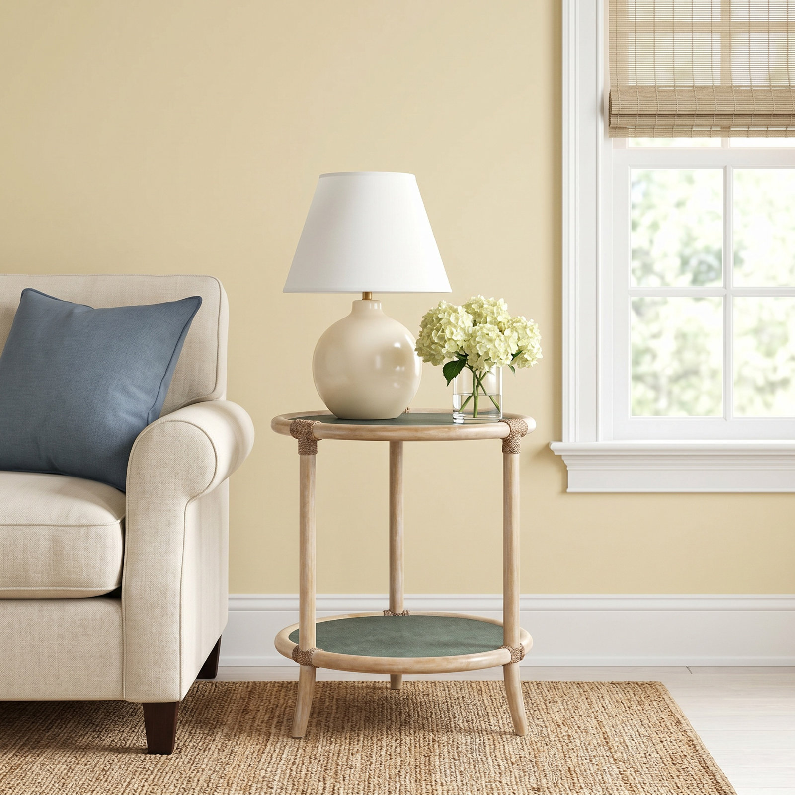 Retreat End Table, Dune/Blue