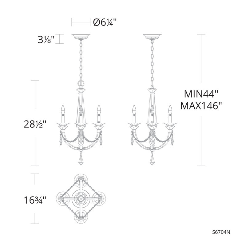 Mini French Gold Crystal 4-Light Plug-in Chandelier