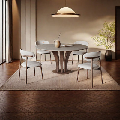 Sintered stone round dining table set