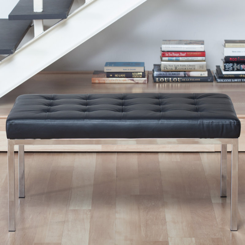 Vargo Upholstered Bench, Black, 17.75" H x 60.25" W x 21.5" D, Bronze