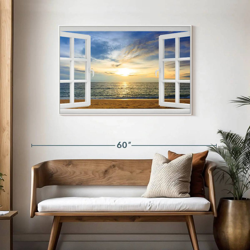 Fenêtre à Bleeker éthéré, Cadre flottant blanc, 43 po x 29 po