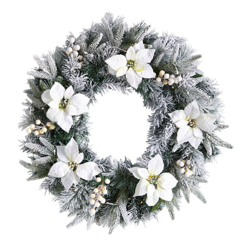 Couronne floquée lumineuse 24 po