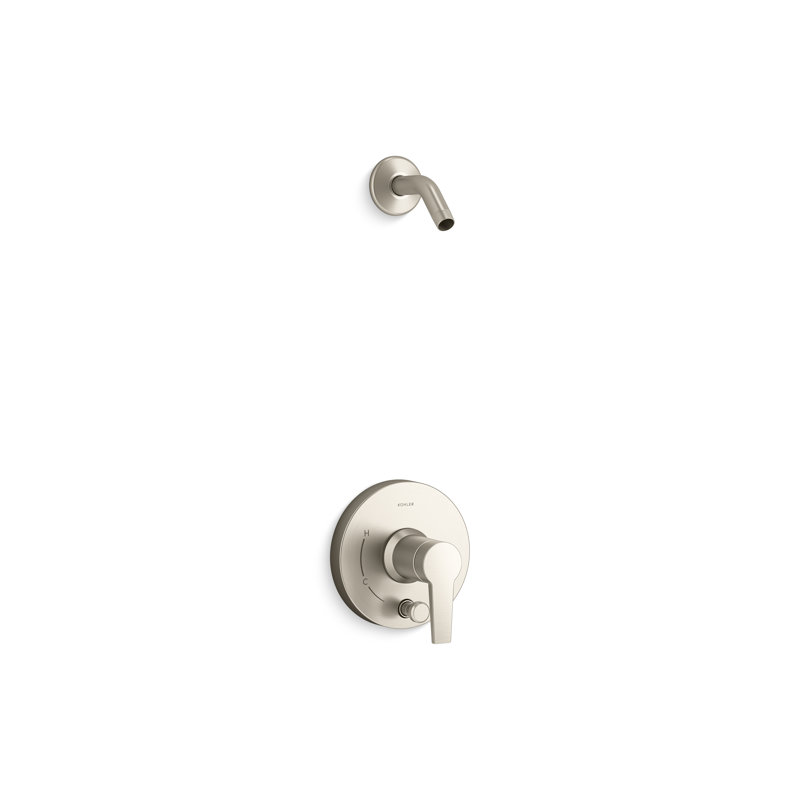 Ensemble de garniture de douche Pitch Rite-Temp avec inverseur à bouton-poussoir sans pomme de douche, Nickel brossé