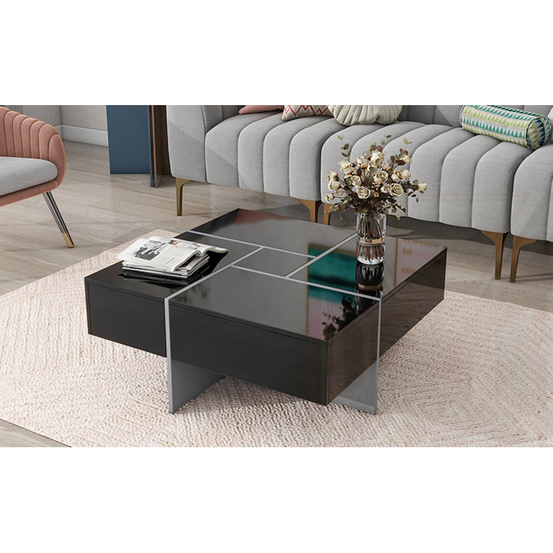 Table basse au design unique, Noir, Noir