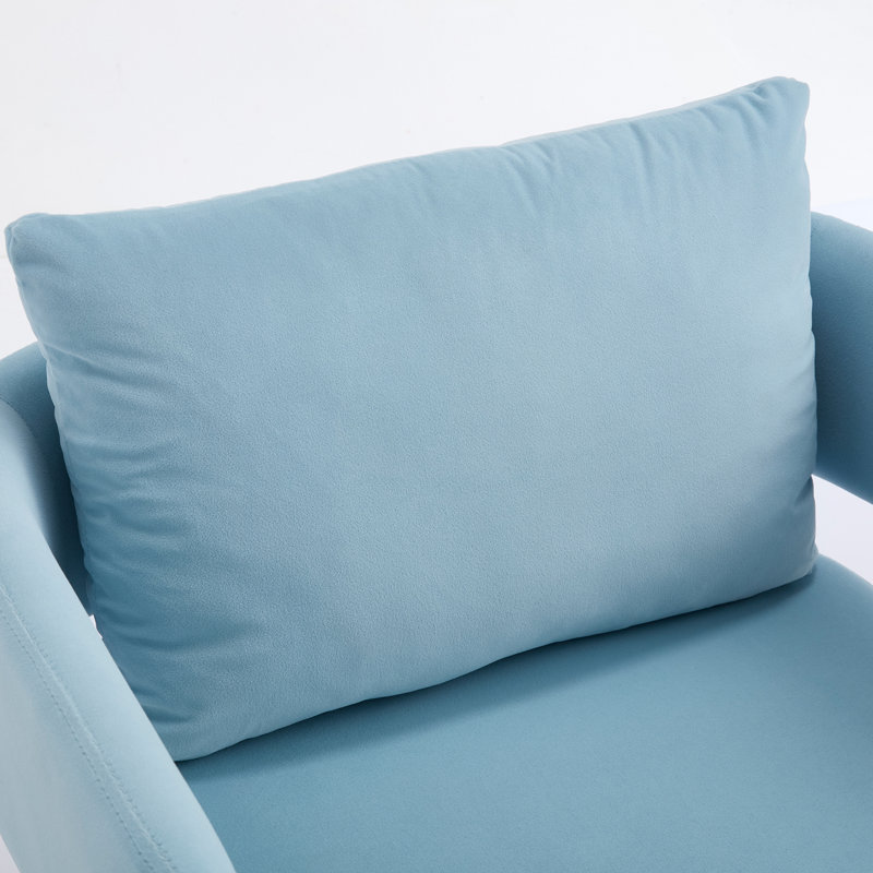 Chaise décorative moderne avec pieds dorés pour le salon, Velours bleu bébé