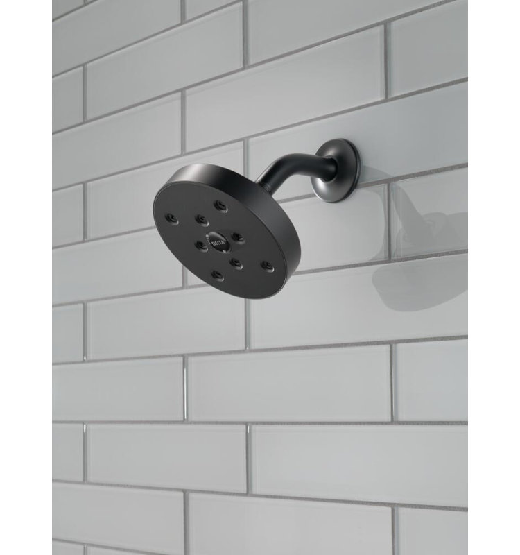 Universal Showering Components Full/Standard Fixed Shower Head with H2Okinetic Technology, Matte Black, 1.75 GPM