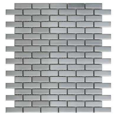 Modena 0.5" x 2" Stainless Steel Brick Joint Mosaic Wall Tile