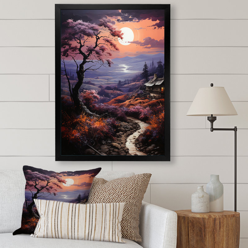 Balal Countryside Crimson Dusk Landscape I - impression, Cadre photo noir, H 20 po x l 12 po x P 1 po