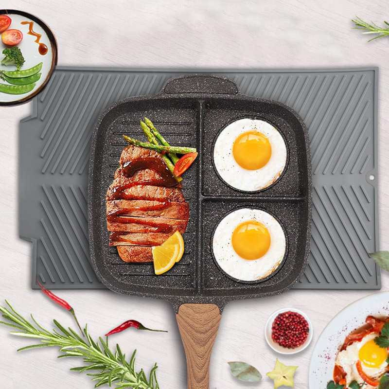 Silicone Dish Drying Mat For Kitchen Counter Slip Resistant Grey