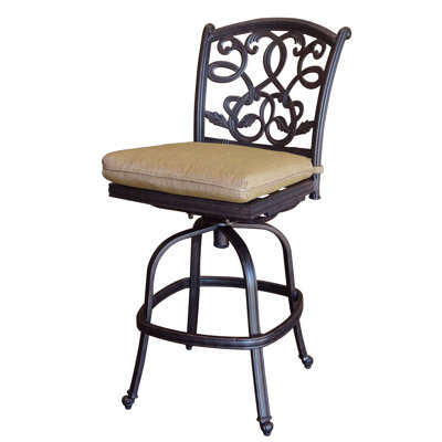 Byrge Patio Bar Stool with Cushion by Lark Manor