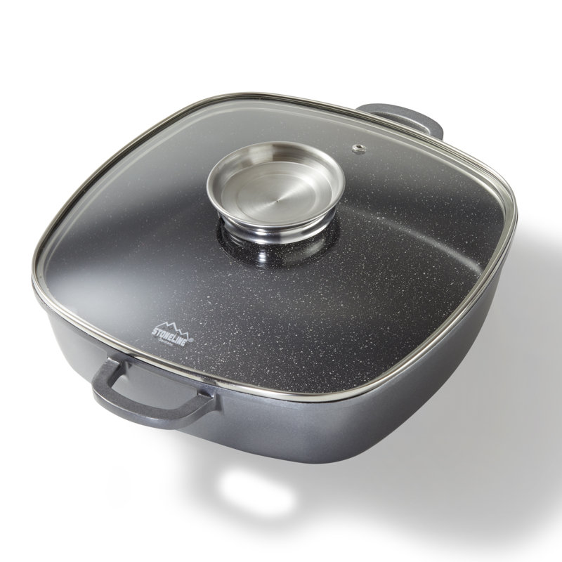 Stoneline Non-Stick Aluminum Saute Pan with Lid, Grey, 3 L