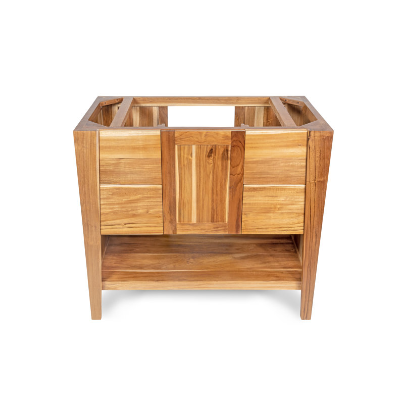 36" Earthy Teak Solid Wood Freestanding Vanity