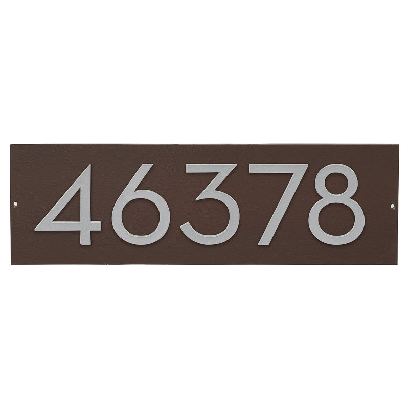 Floating 1-Line Wall Address Plaque, Silver, Yes, Taupe