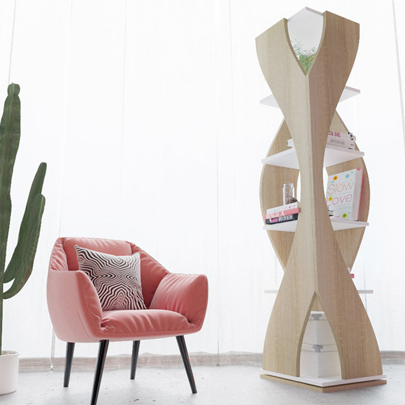 Bibliothèque rotative Burlywood, Burlywood, (5 tablettes) H 66,93 po x l 13,78 po x P 13,78 po