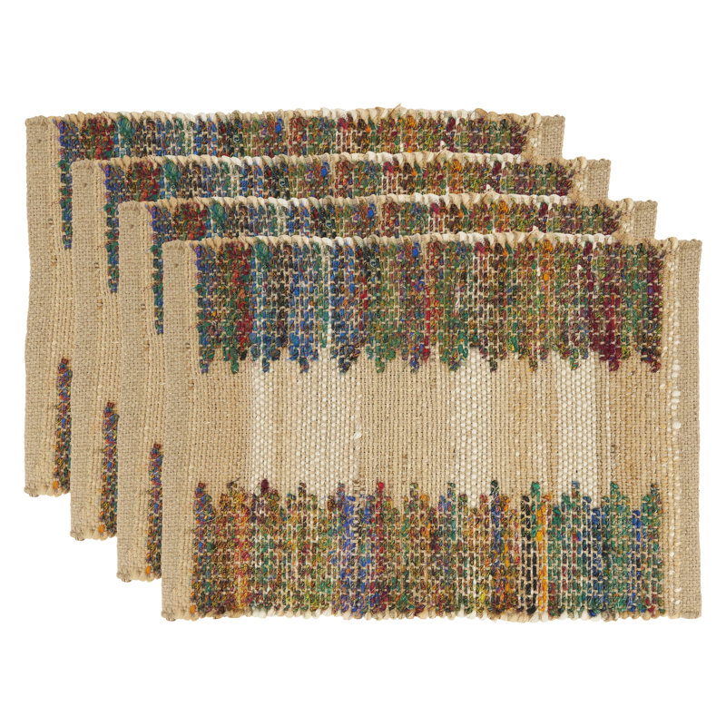Rainbow Rhythm Multicolor Jute and Cotton Placemats, Set of 4