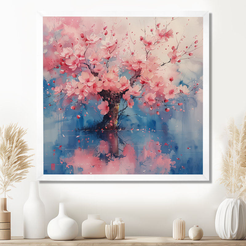  «Rose Blue Spring Blooming Cherry Blossom Tree I - Décoration murale cerisier en fleurs, H 30 po x l 30 po x P 1 po