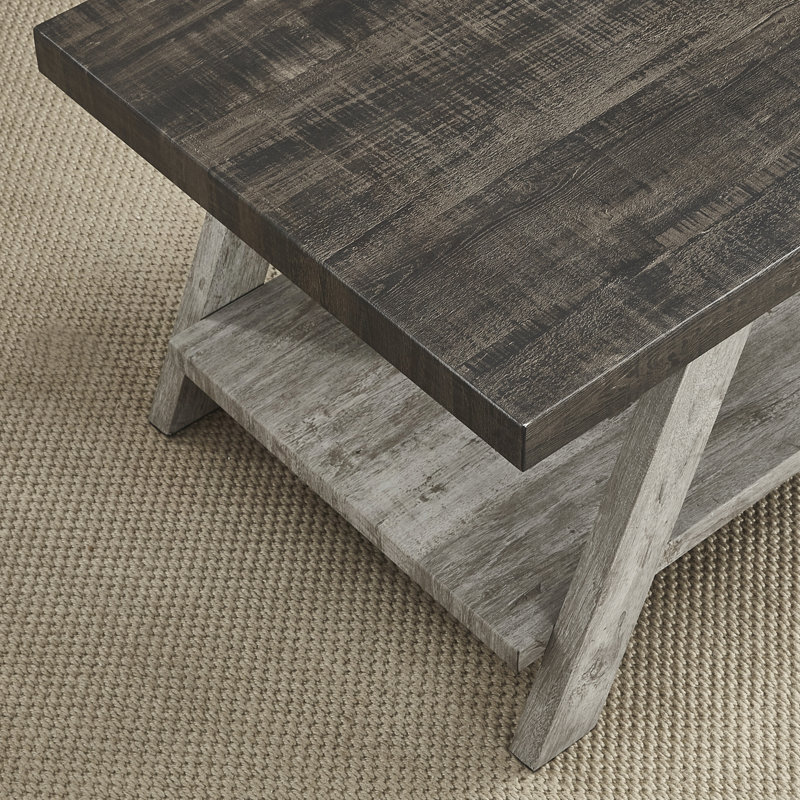 Table de bout à deux tons en noyer patiné et gris