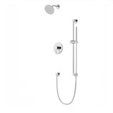 Round 2-Way Pressure Balance Shower Trim Kit With Rain Shower Head And Hand Held Shower On Integrated Slide Bar Brushed Nickel